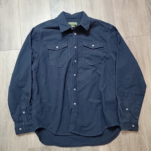 Eddie Bauer Other - Eddie Bauer Blue Cotton Chamois Heavy Flannel Button Front Shirt Xl